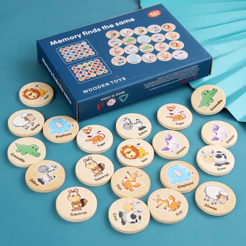Trova lo stesso modello Gioco di puzzle per bambini Cartoon Memoria animale Scacchi Pensiero Formazione Bambini Giocattoli educativi in legno Montessori