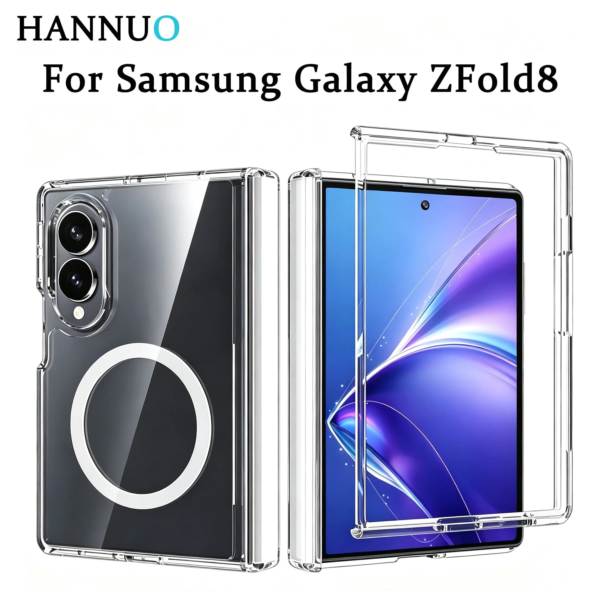 Clear Magnetic Shockproof Phone Case for Samsung Galaxy Z Fold 8 Case for Magsafe Wireless Charging Transparent Protective Cover