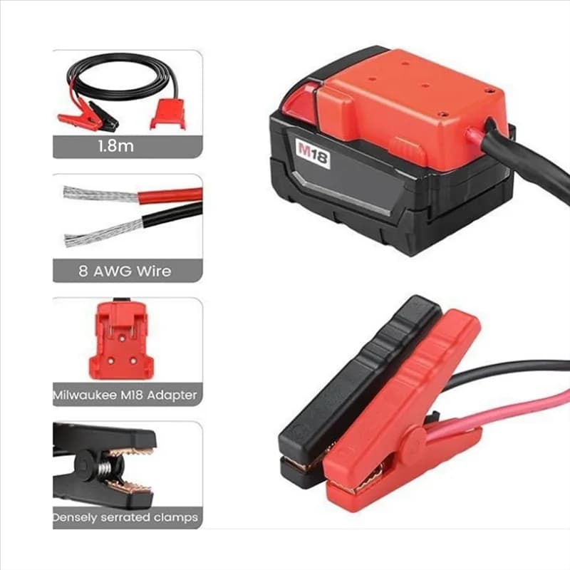 Avviatore di emergenza per batteria per auto compatto 8AWG 1.8M Cavo ponticello Clip per avviamento ausiliario per auto per adattatore M18