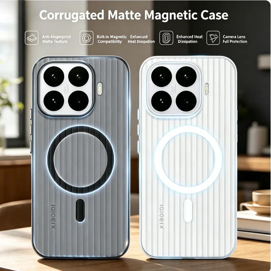 3D Transparent Matte Corrugated Non-slip Case For Xiaomi 17T Pro 17 Pro Max For Magsafe Magnetic Wireless Charge Anti-drop Cover