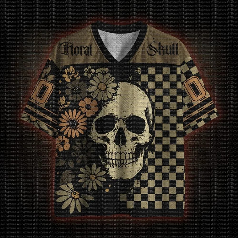 2026 Summer Fashion New Dark Gothic Skull and Rose 3D Printed Loose Outdoor Leisure Breathable Sports V-neck T-shirt Large