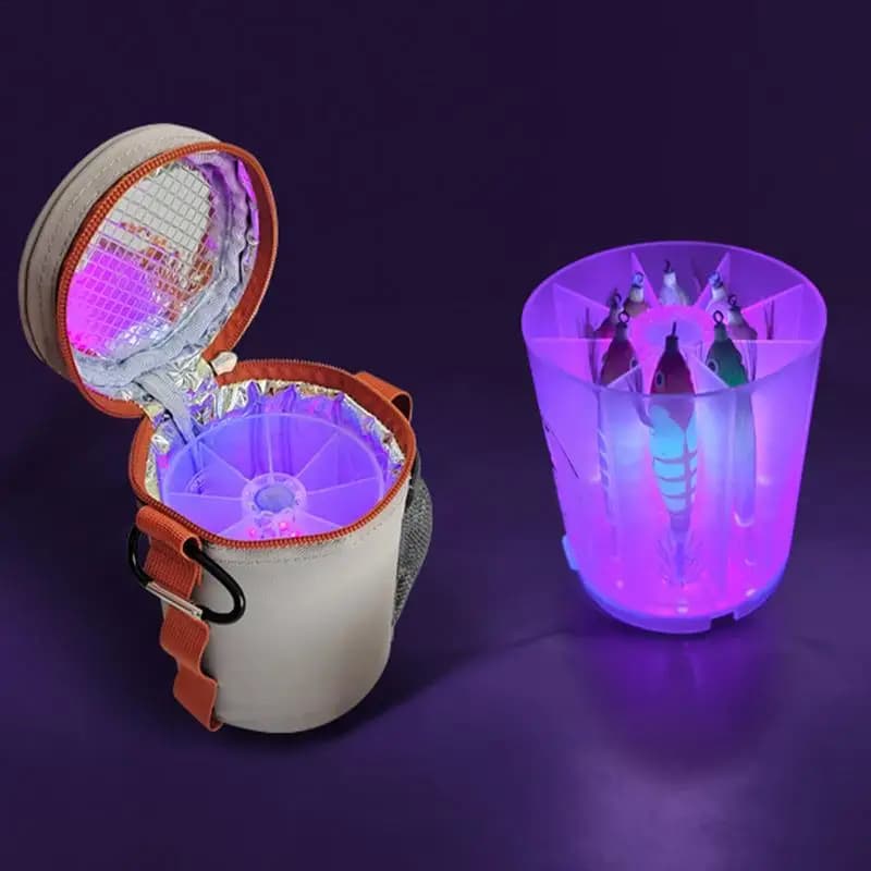 Piastra in ferro da pesca Luce di riempimento UV Borsa per attrezzatura da pesca USB Luce di riempimento per gamberetti in legno Cucchiaio UV Piastra di ferro Luce di riempimento per esca da pesca a LED