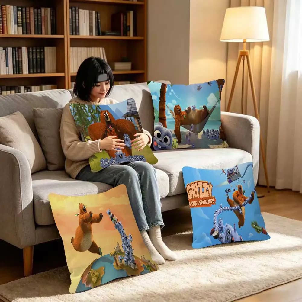G-Grizzly And L-Lemmings fodera per cuscino, fodera per cuscino del divano, decorazione per la casa, regalo per bambini