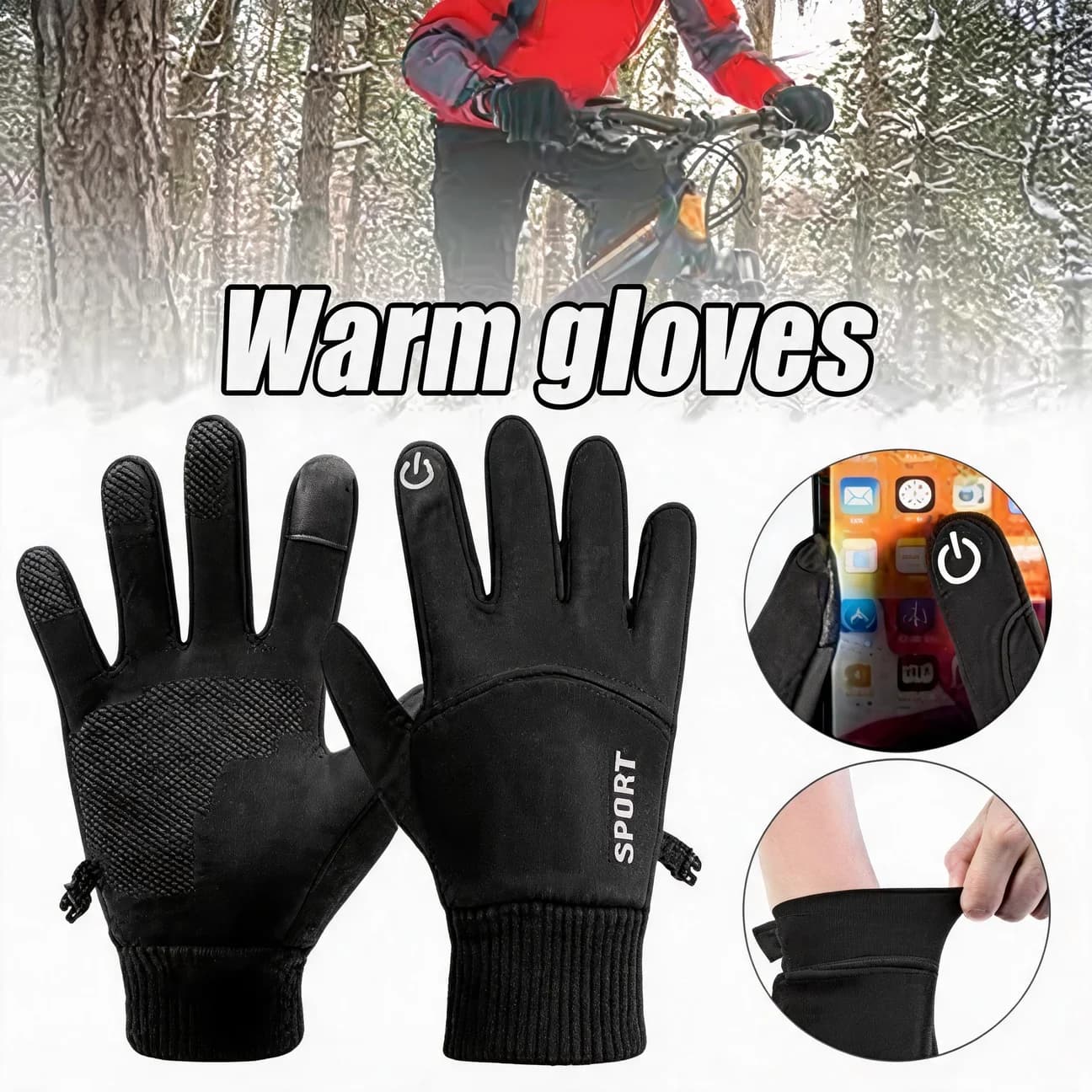 Motorcycle Skiing Winter Warm Gloves Waterproof Wind Proof Full Finger Gloves Bicycle Outdoor Sports Running Touchscreen Gloves