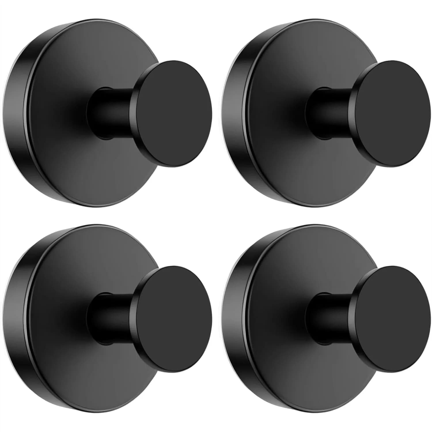Suction Cup Hooks for Glass Window, Removable Shower Hooks with Strong Hold, 4 Pack Black Metal Towel Hooks for Bathrooms