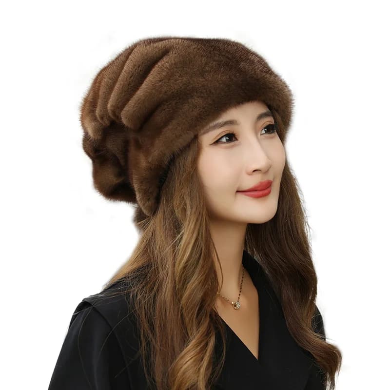 Nuovo berretto in vera pelliccia di visone naturale genuino per cappelli di pelliccia da donna di lusso da donna moda copricapo invernale caldo cappello di vera pelliccia