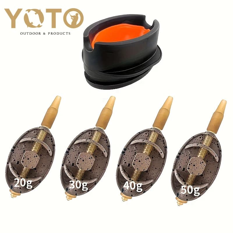 Set di mangiatoie per pesca alla carpa con pesi in lega di zinco (0,71 once/1,06 once/1,41 once/1,76 once) con stampo a sgancio rapido