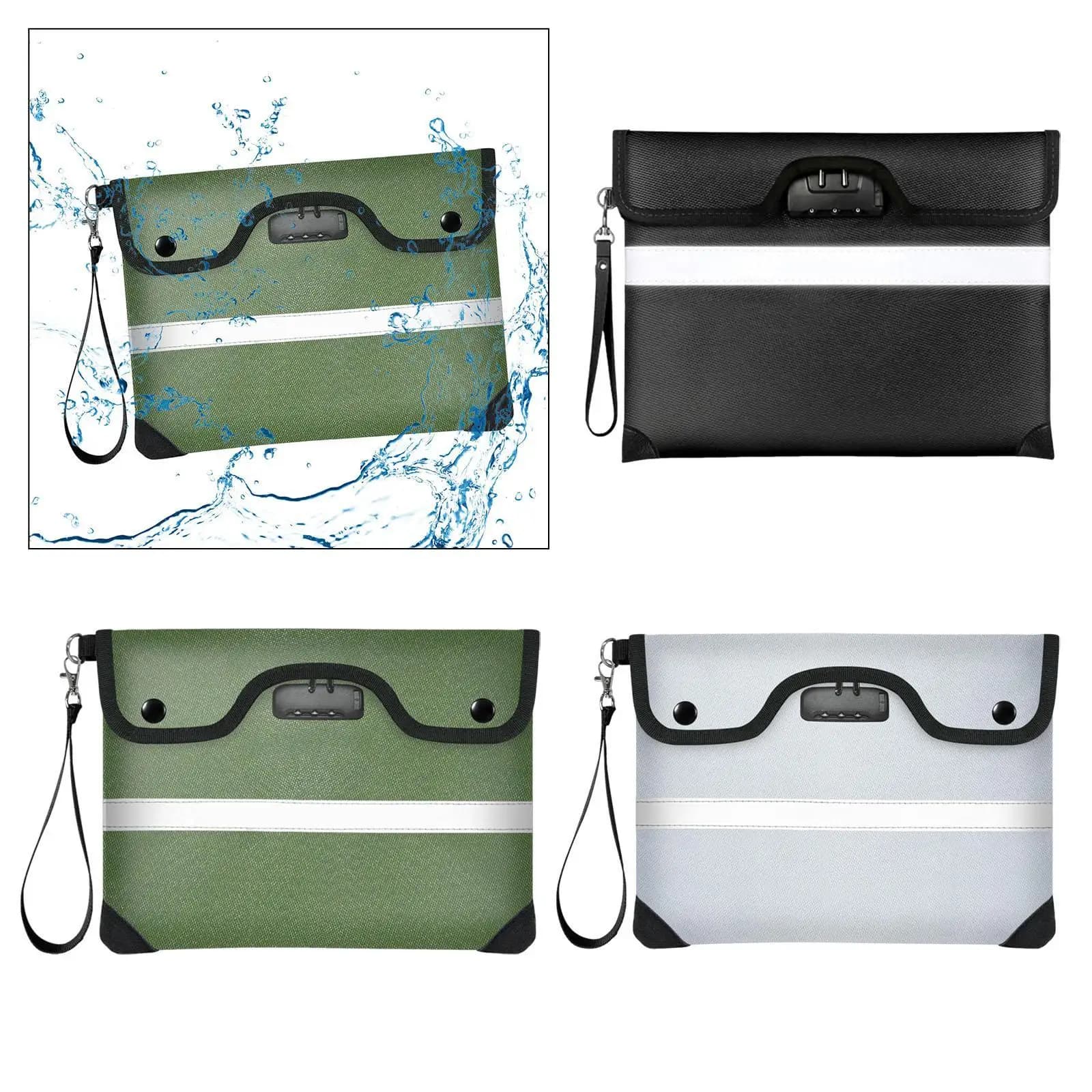 Locking Bank Bag Flame Resistant Portable Waterproof Fireproof Document Bag Document Holder for Cash Important Papers Passport