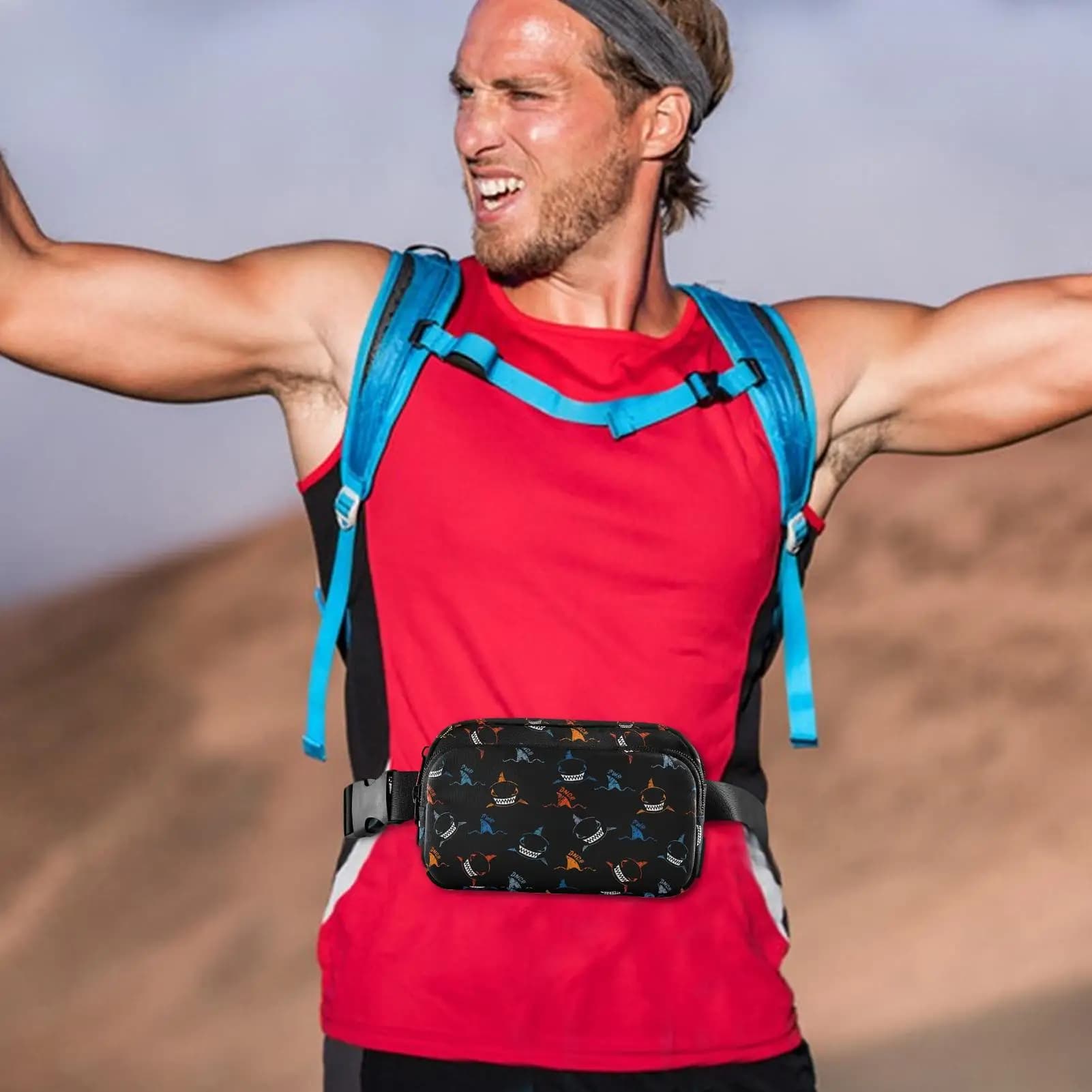 Running Fanny Pack Adjustable Strap Reflective Phone Wallet Zipper Unisex Running Belt Bag For Mobile Phone Hiking Casual Tissue