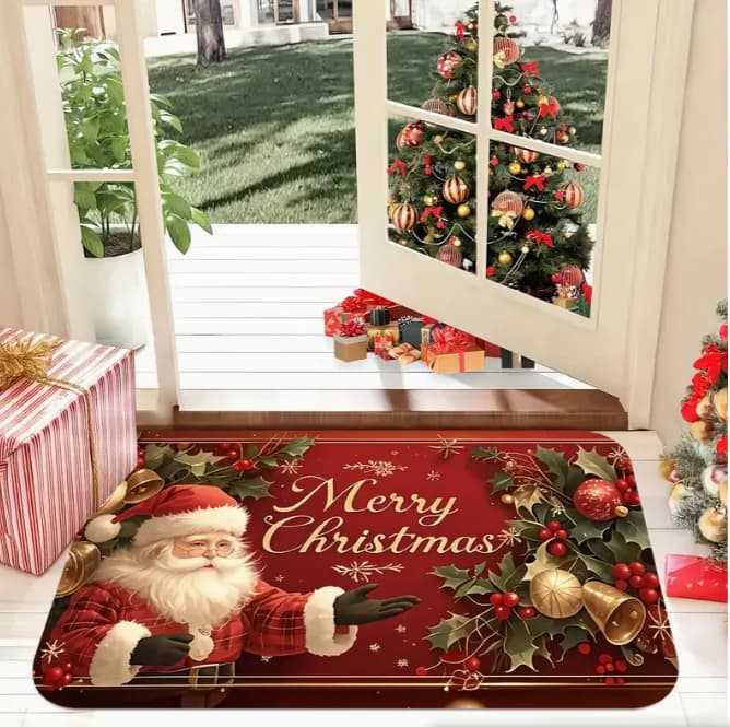 Tappetino per porta modello Babbo Natale adatto per la decorazione domestica delle vacanze Tappetino scorrevole per bordi macchina Tappetino di benvenuto per interni ed esterni