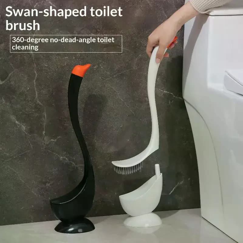 Strumento per la pulizia della casa Scopino per WC carino con manico lungo Supporti per WC a forma di cigno Accessori per il bagno Stantuffo per WC in plastica