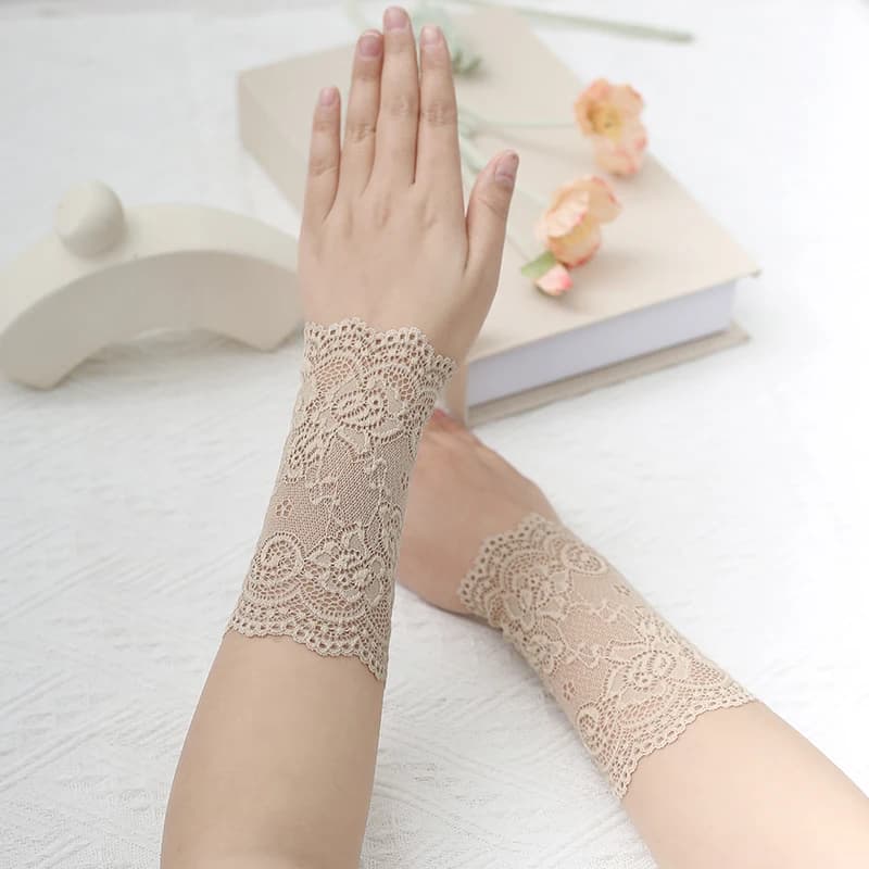Women's short cuff with sexy lace sleeves, thin elastic cover, wrist scars, sun protection gloves without summer finger