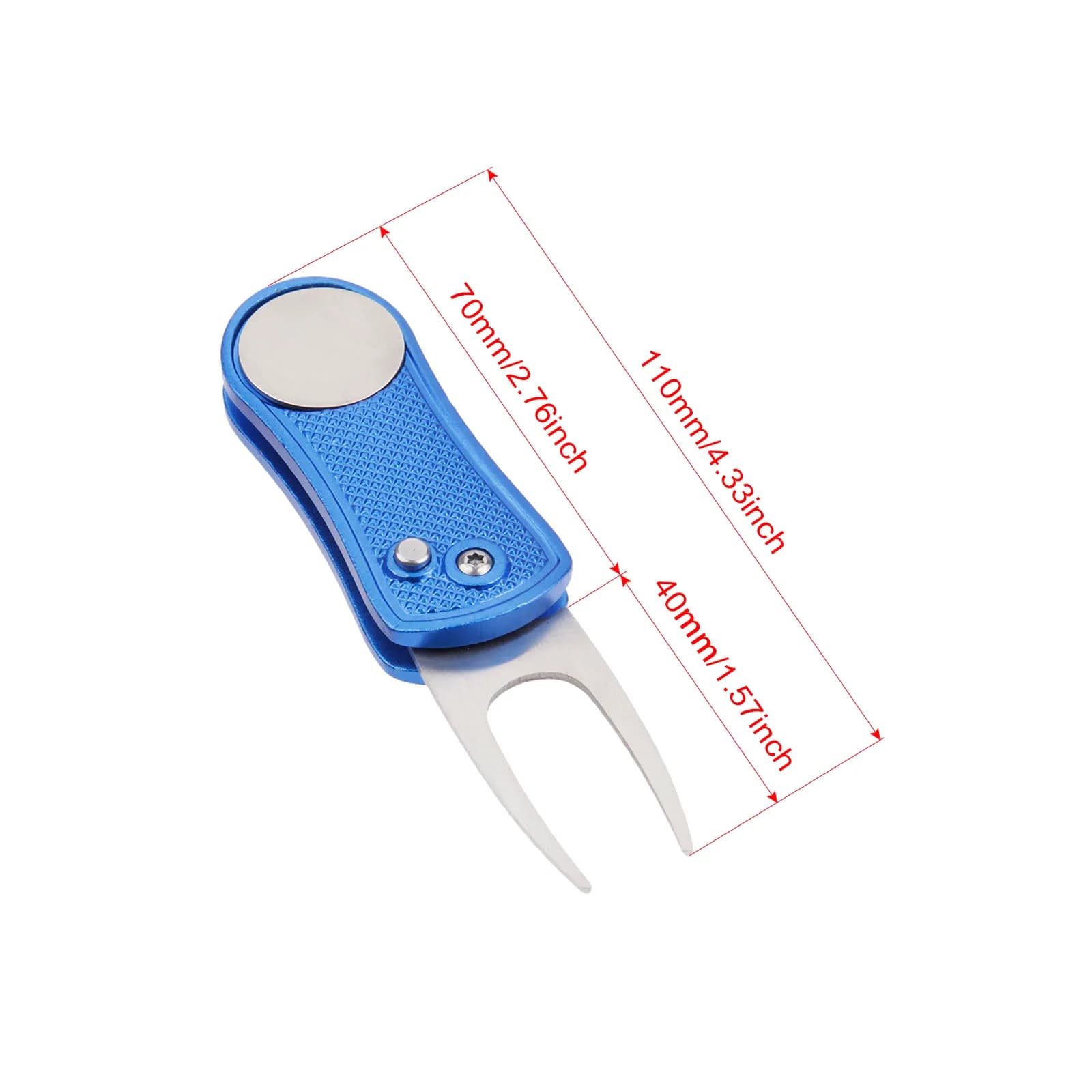 1 pz Golf Divot Riparazione Switchblade Strumento con indicatore a sfera magnetica Testa scanalatura Cleaner Forcone retrattile Accessori da golf