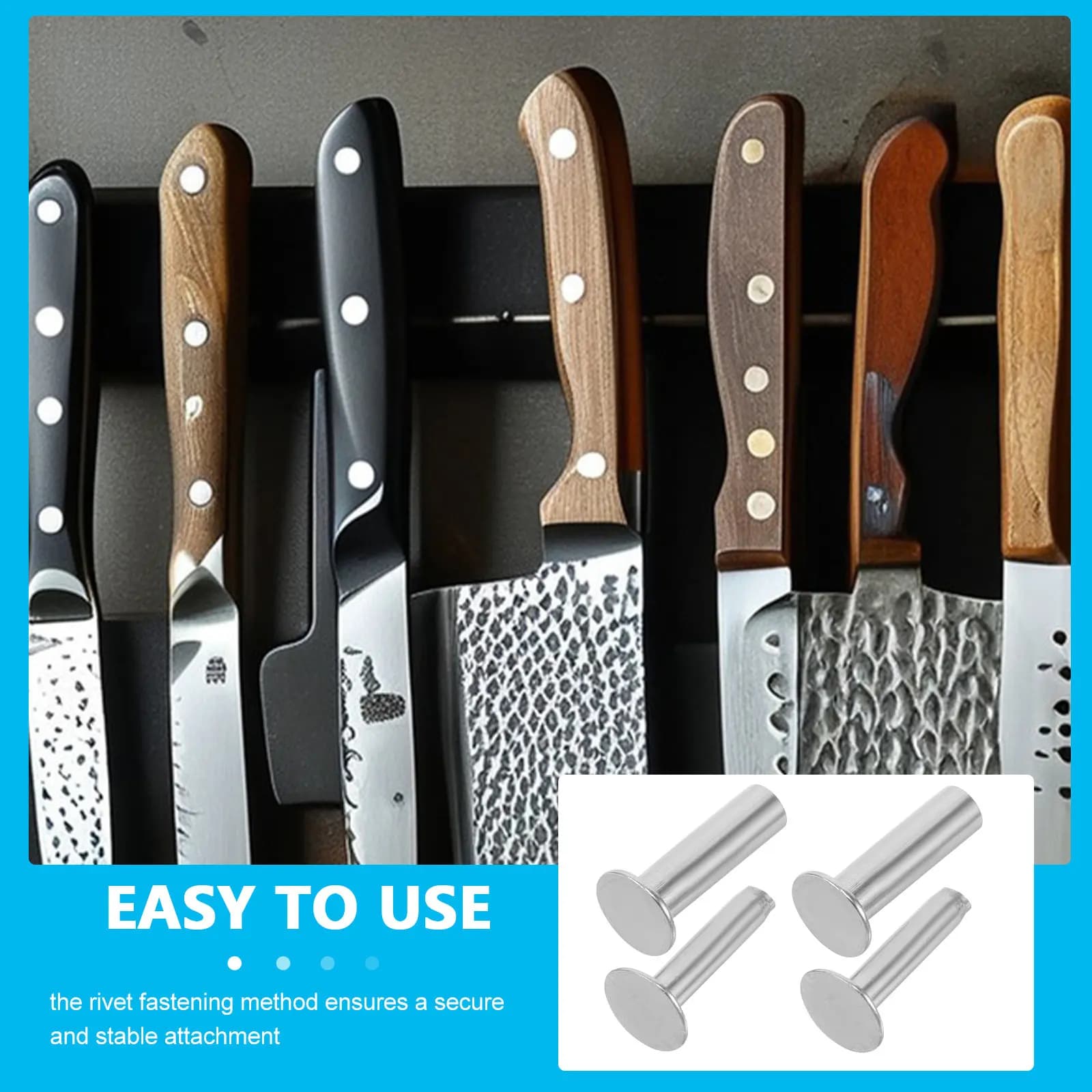 Kit di Rivetti in Acciaio Inossidabile per Riparazione Manici di Coltelli da Cucina, Strumento di Fissaggio, Kit di Fissaggio Solido per Chef