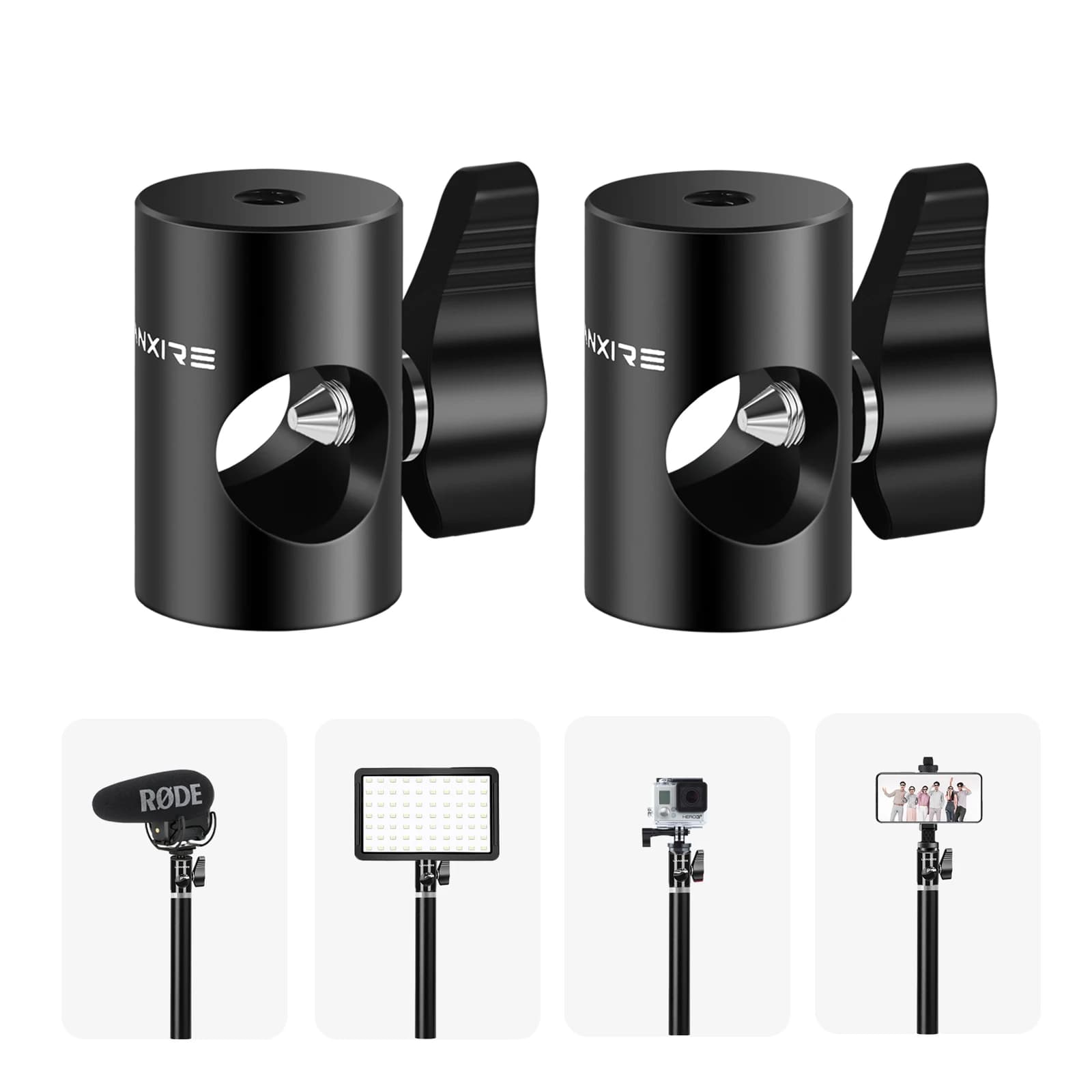 Lanxire 2Pcs 16mm Light Stand Mount Adapter 1/4" Screw Rapid Converter for C-Stand Boom Arm LED Monitor Flash Photography Rig