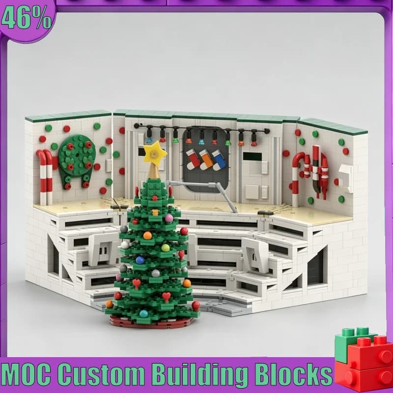 NEW 2396 PCS Christmas Holiday Display Stand MOC Model Custom Puzzle DIY Assembly Educational Toy Gift Collection Popular Blocks