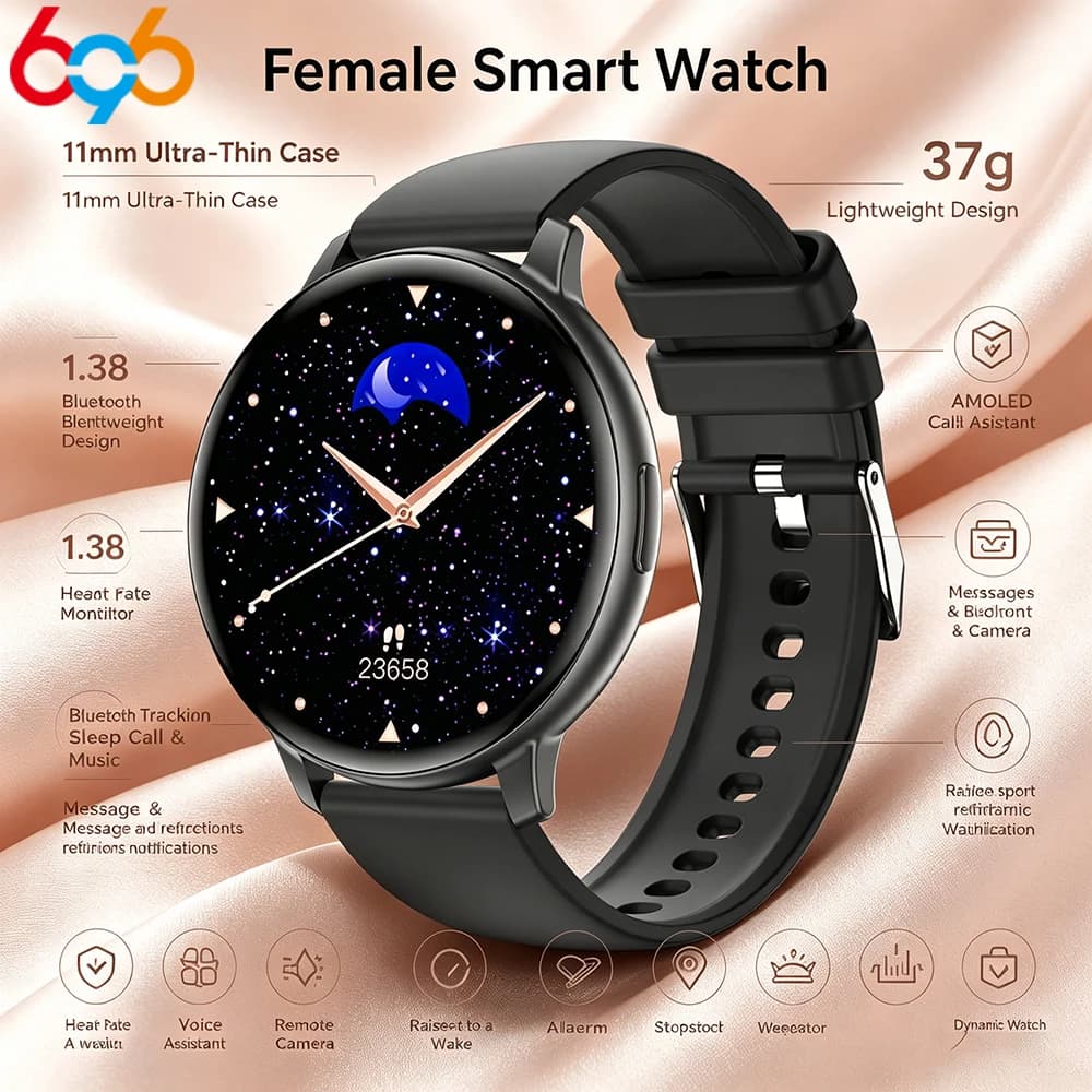 BT Call Smart Watch Women Sport Fitness Tracker Waterproof Smartwatch Men Lady Custom Dial Watches Heart Rate 1.38inch HD Screen
