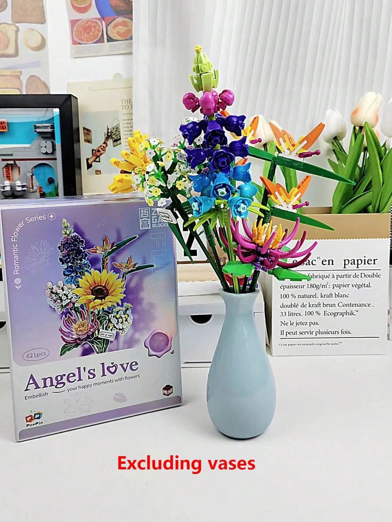 Building block flower potted plant eternal flower small particle creative toy decoration desktop decoration birthday gift