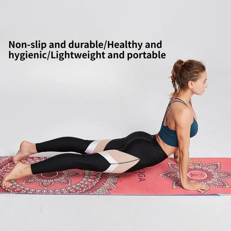 Yoga mat 185 * 63 cm, double layer anti-slip fitness mat, yoga mat and anti-slip fabric gymnastics that absorb sweat