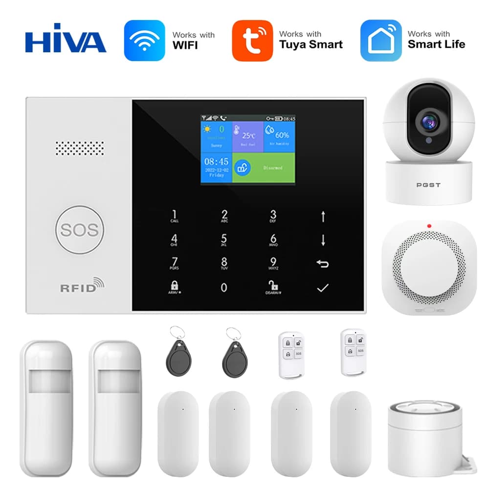 Nuovo sistema di allarme domestico wireless GSM WiFi con rilevatore di sensori di movimento allarme antifurto per allarme domestico da giardino Tuya SmartLife APP