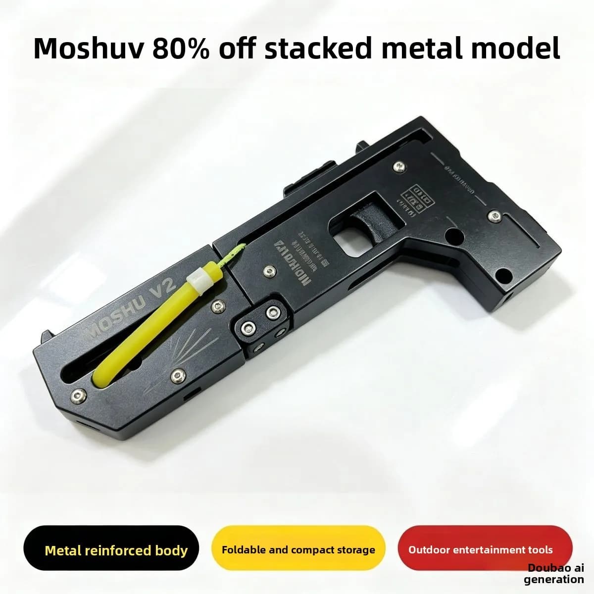 Metal Reinforced Folding Card Slingshot Portable Folding EDC Hunting Tactical Bow Survival Gear Outdoor Sports Target Shooting