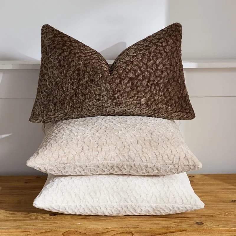 2PCS 3D Raised Embroidery Cushion Cover Luxury Textured Chenille Throw Pillow Case Modern Neutral Soft Decorative Pillow Covers