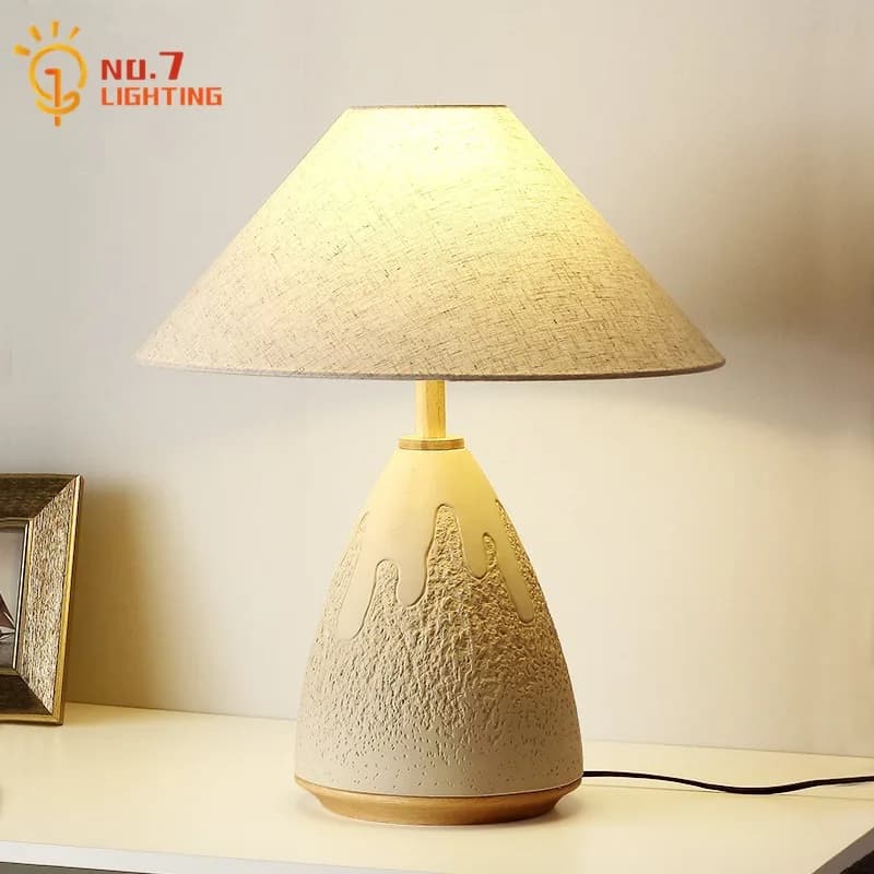 Lampada da tavolo medievale vintage Wabi-sabi in cemento cemento LED E27 Lampade da scrivania di design industriale Camera da letto Comodino Bar dell'hotel in famiglia