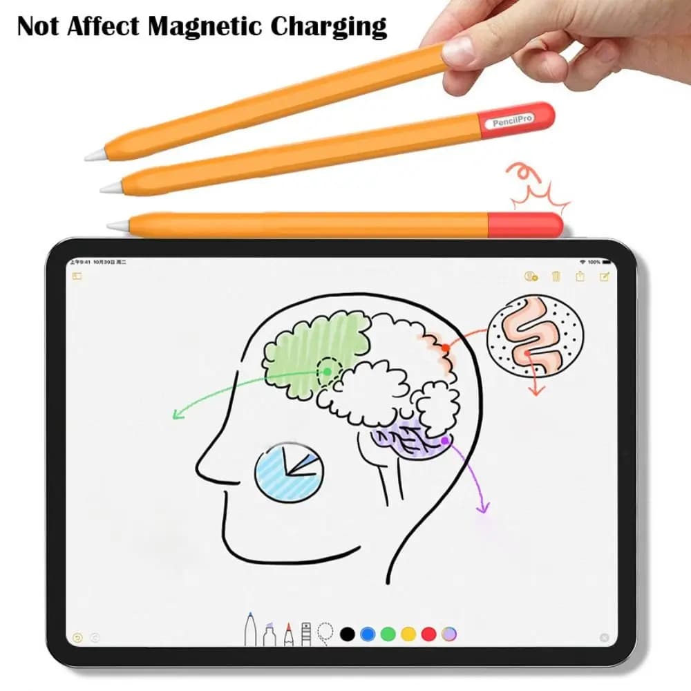 Astuccio per tablet in silicone Custodia antiscivolo antiurto per touch screen Custodia per penna ergonomica impermeabile per Apple Pencil Pro