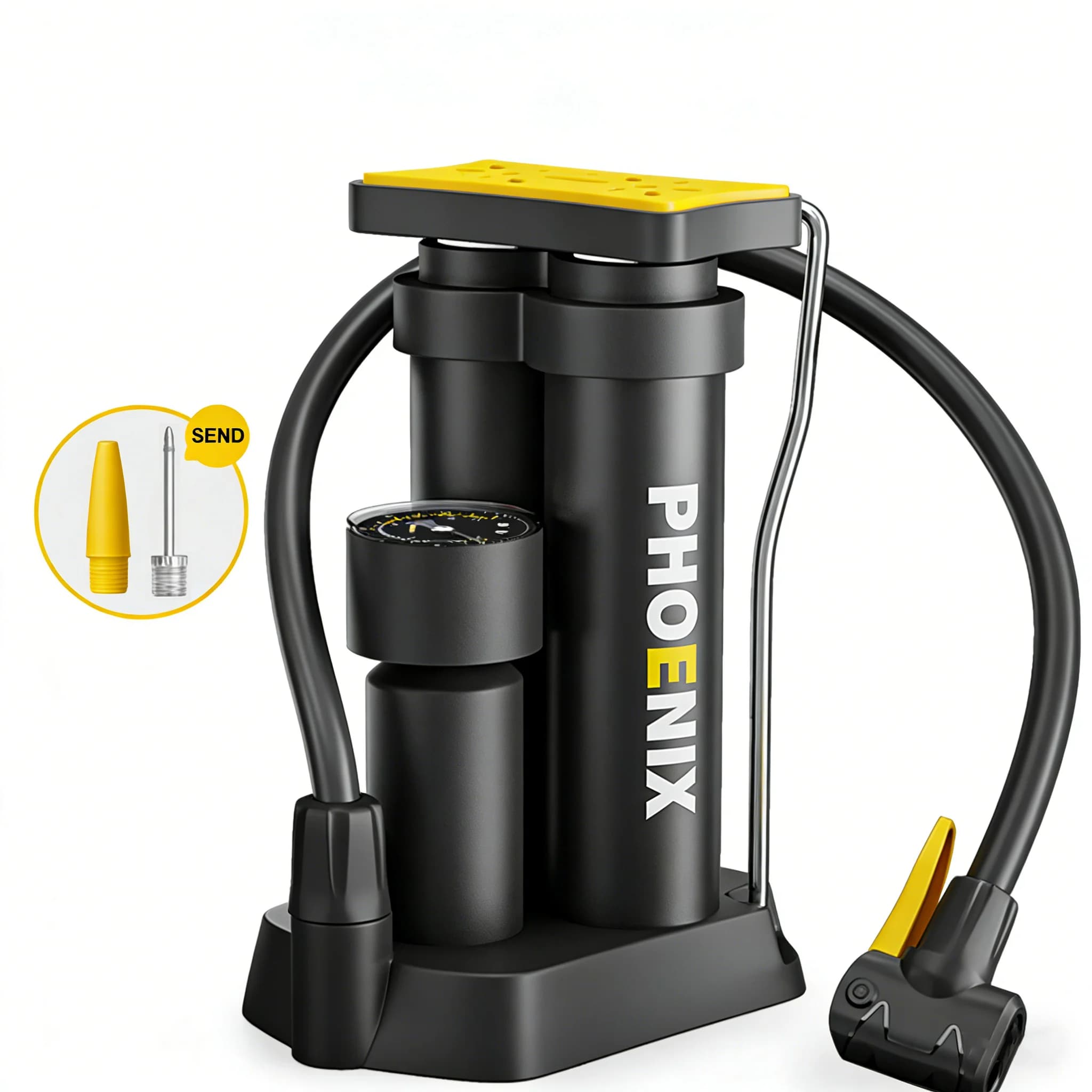 XUNTING Doppio CilindroMTB Pompa per Bici Portatile Ad Alta Pressione 150 PSI, Pompa Ad Aria Manuale per Pneumatici Accessorio Ciclismo Leggero