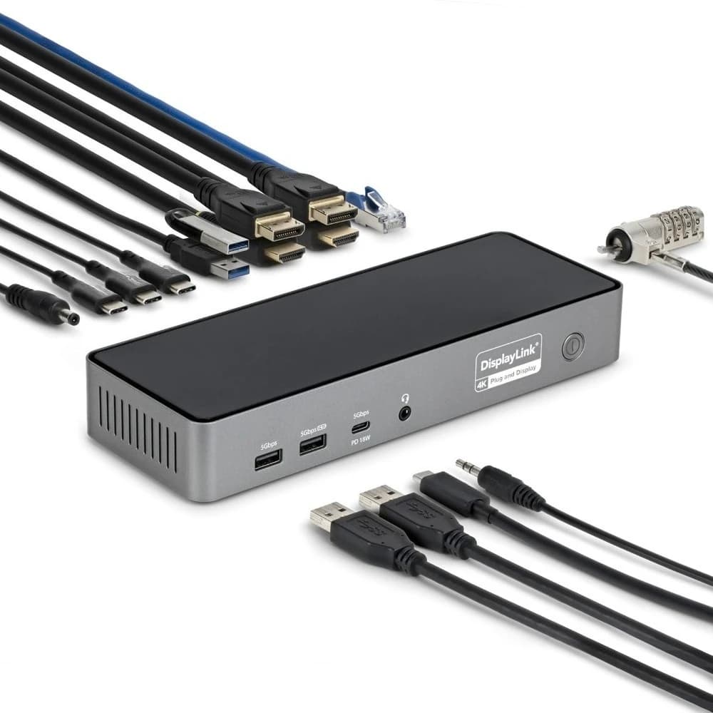 Docking station USB C triplo monitor 4K 60Hz per MacBook Windows 2.5GbE HDMI DP 140W Ricarica