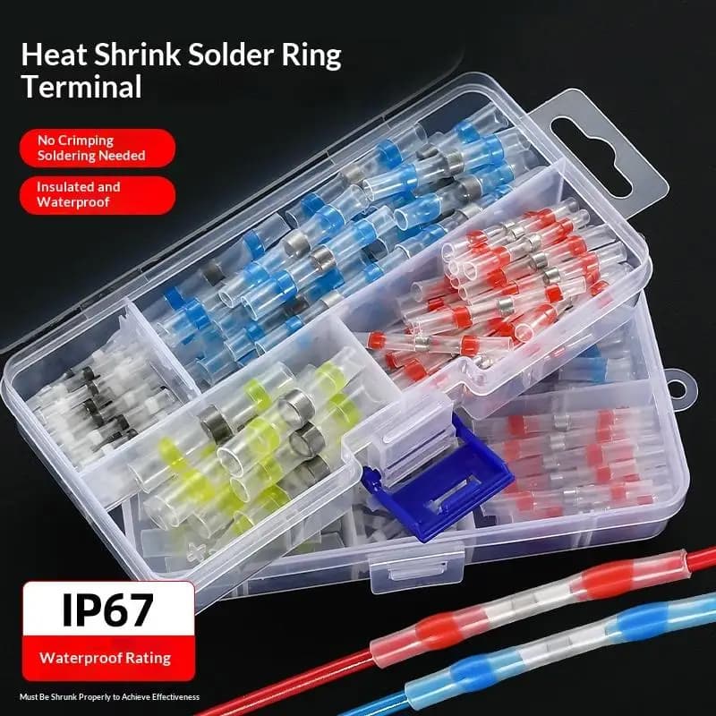 50/70/100 Pezzi Connettori a Crimpare Termorestringenti in Rame Elettrico Impermeabili con Guaina di Saldatura e Anello di Stagno