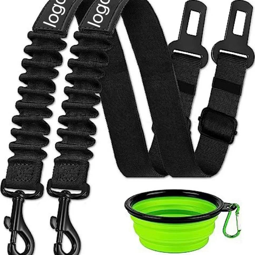 Cintura di sicurezza per cani in nylon con logo personalizzato all'ingrosso, guinzaglio riflettente regolabile, cintura di sicurezza per animali domestici