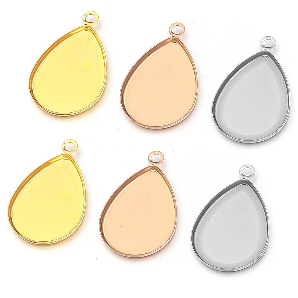 10 pcs 18x25mm Interior Size 3 Color Drop Style Stainless Steel Cameroon Base Set Pendants and Pendants Necklace Results