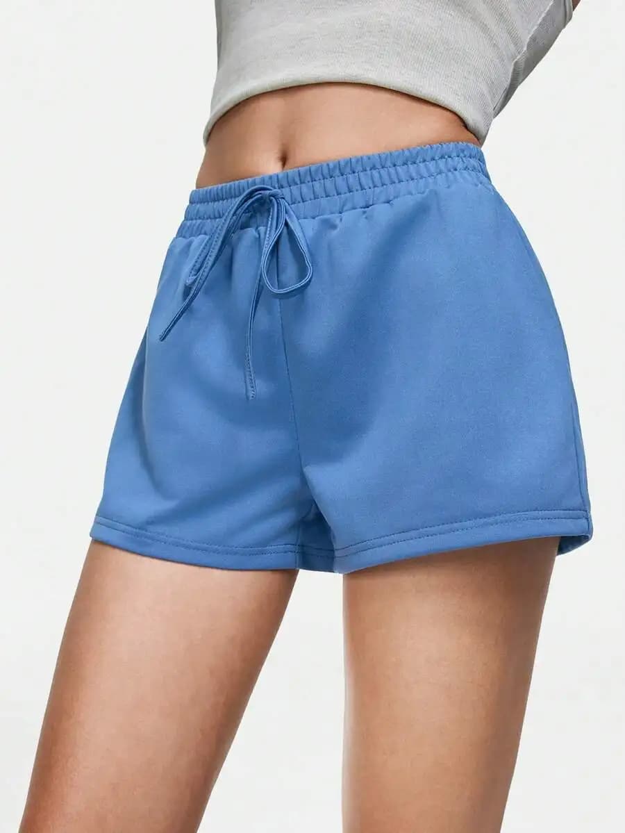 Pantaloncini da pigiama casual da donna con coulisse in vita tinta unita