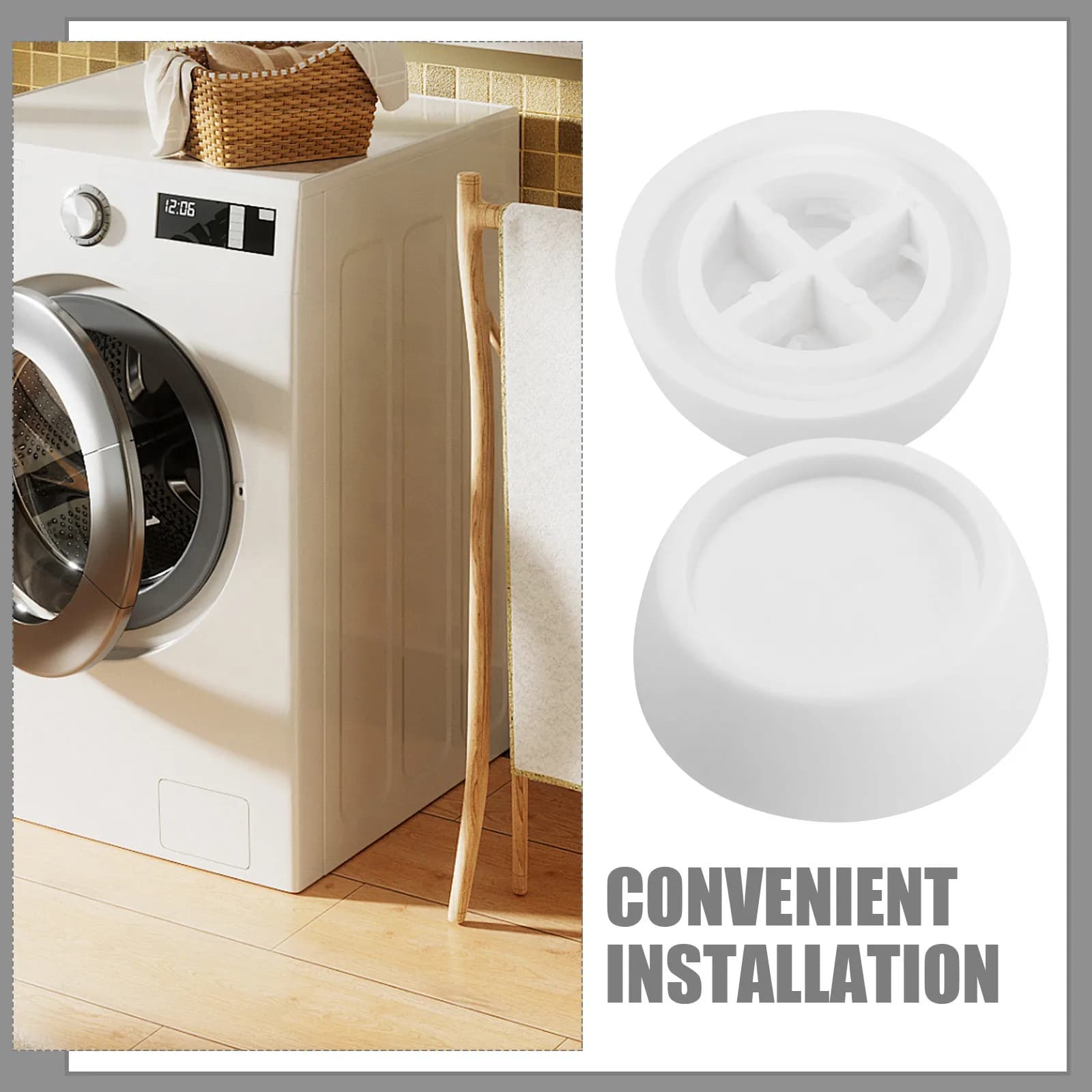 2Pcs Heavy Duty Washing Machine Foot Pads Anti Vibration Stabilizer Mats for Washer Dryer Furniture Table Legs Chairs Leveling