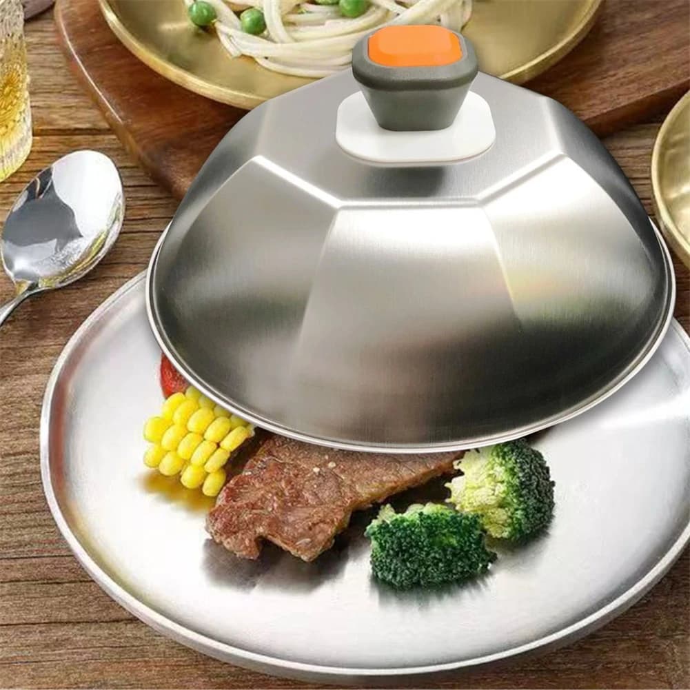 8.8 Inch Stainless Steel Dome Wok Covers Steam Cooking Plate Covers for Grilled Steak Pans Covers for Round Pots