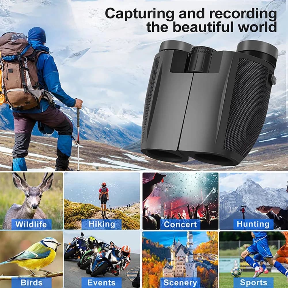 Telescope 12x25 HD Compact Binoculars High Powered Easy Focus With Bak4 Prism FMC Coating for Outdoor Sports Games Camping Hike