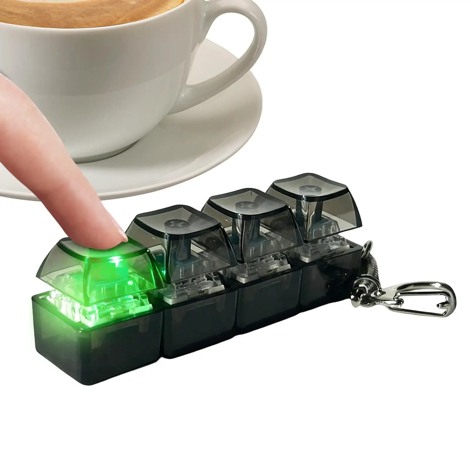 Fidget Toys LED Keyboard Keychain Crystal Clicker Sensory Toy per Alleviare lo Stress, Gadget Antistress a Forma di Tastiera per Adulti e Bambini