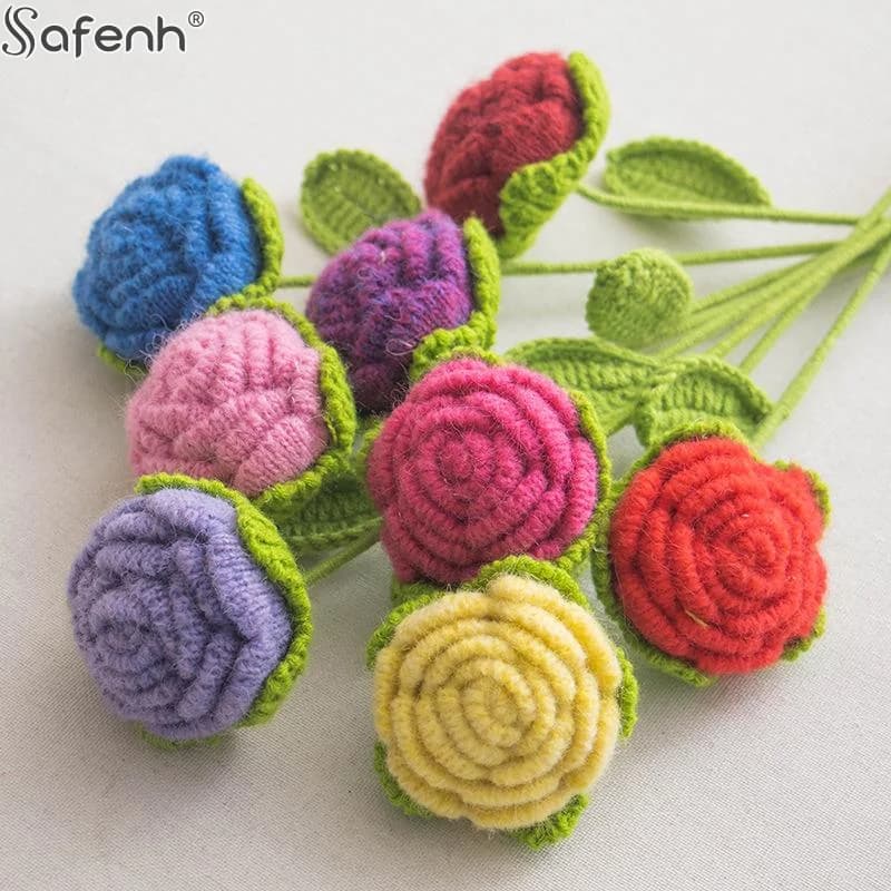 Fiore di Rosa all'Uncinetto Fatto a Mano, Regalo Durevole per San Valentino, Ornamento Floreale Portatile per Amici
