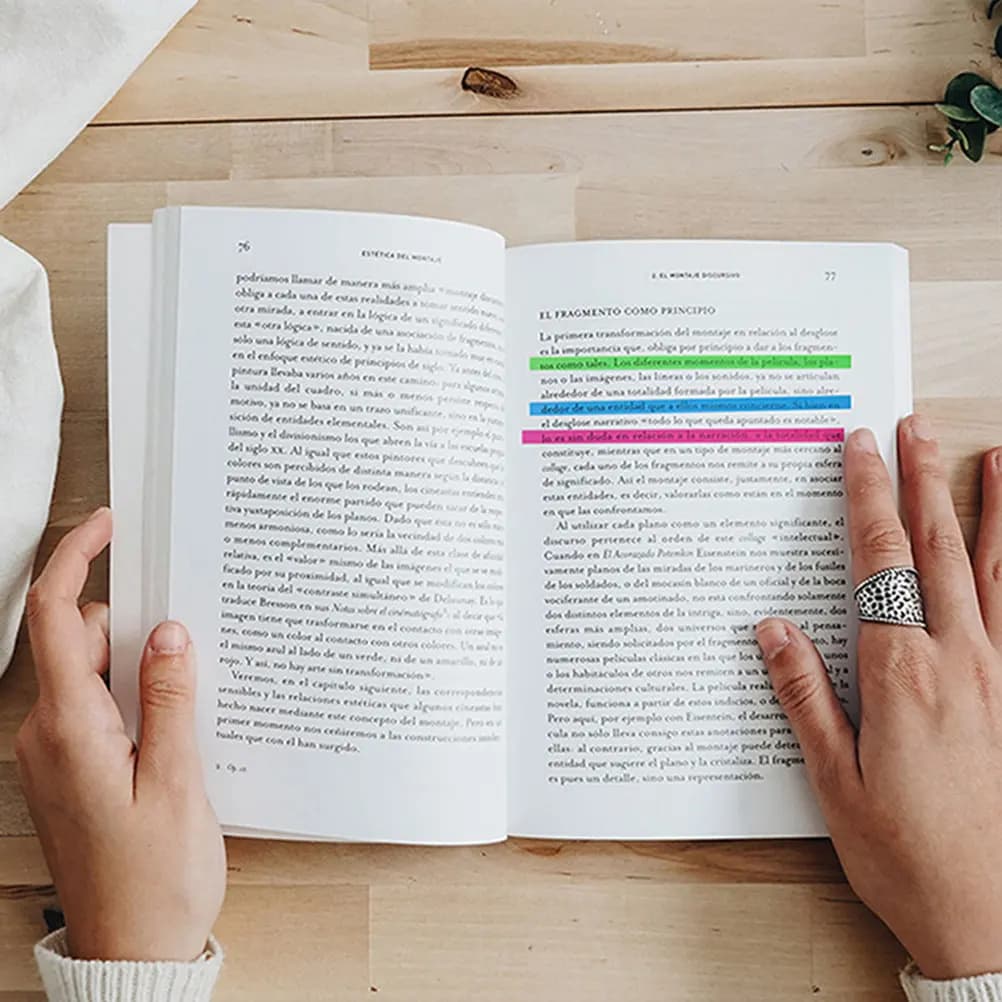 5 Set di Strisce Adesive Colorate per Lettura, Segnapagina Lunghi e Corti, Nastro Evidenziatore, Etichette per Annotazioni Libri