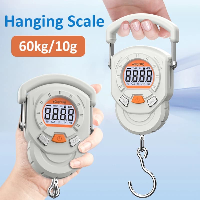 60kg/10g Bilancia portatile LCD Digitale Bagagli Valigia Bilancia Maniglia Borsa da viaggio Bagaglio Pesce Gancio di pesatura Bilancia appesa