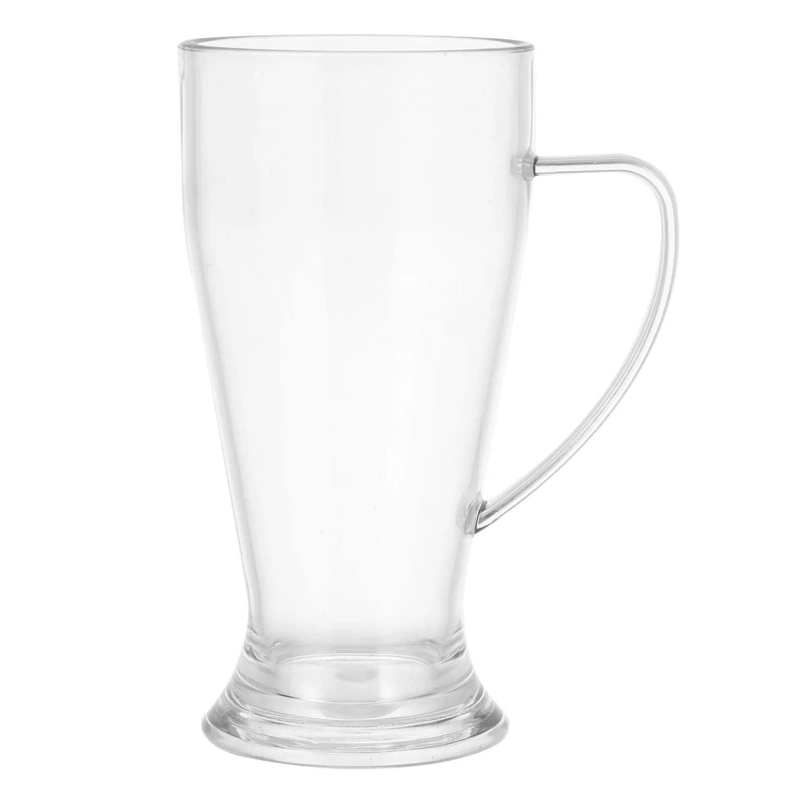 Tazza da 460 ml in plastica con manico, trasparente, base pesante, bocca larga, per birra, succhi, cocktail, latte, acqua, tazza per feste, uso in bar.