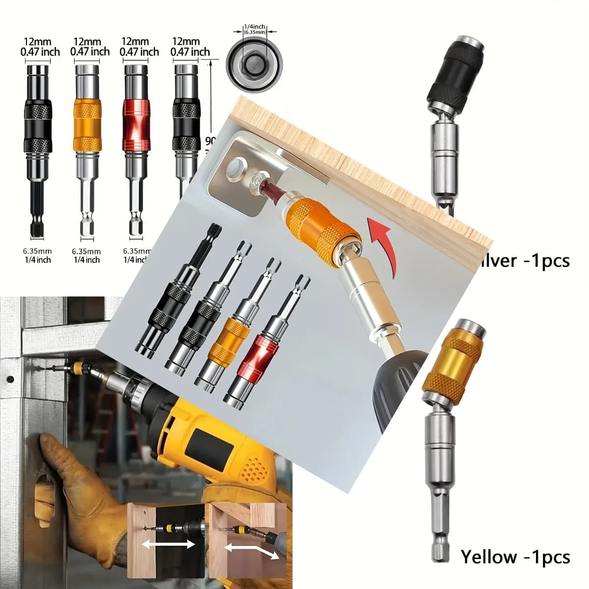 1pc Hex Magnetic Ring Screwdriver Bits Drill Hand Tools 1/4' Drill Bit Extension Rod Quick Change Holder Power Drill Socket Adap