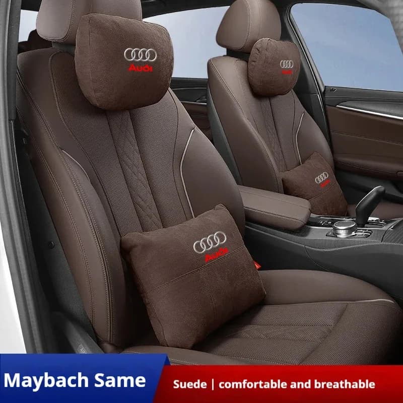 Per Audi A1 A3 A4 A5 A6 A7 A8 Q3 Q5 Q7 Q8 RS4 RS5 S3 S4 S5: Cuscino Morbido in Pelle Scamosciata per Poggiatesta Auto e Supporto Lombare Sedile