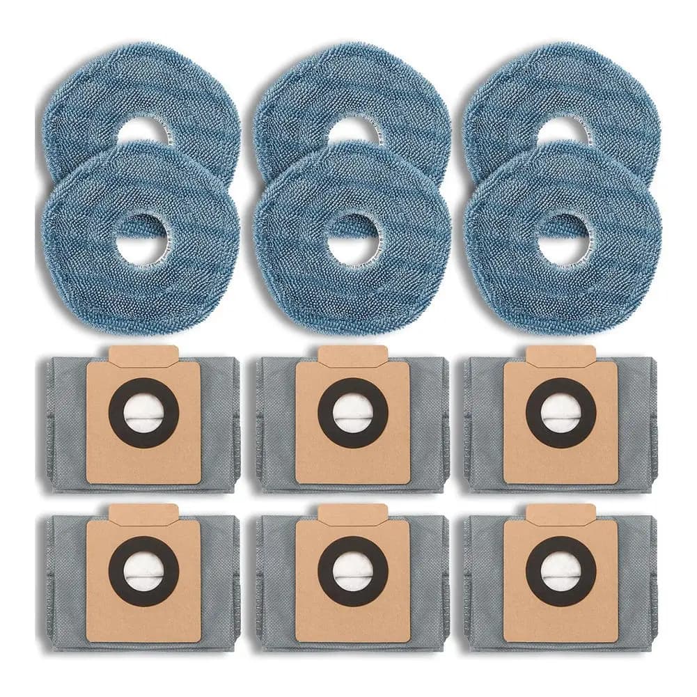 IALJ-12-Pack Robot Vacuum Replacement Accessories Replacement Dust Bags & Mop Pads For Eufy X10 Pro Omni