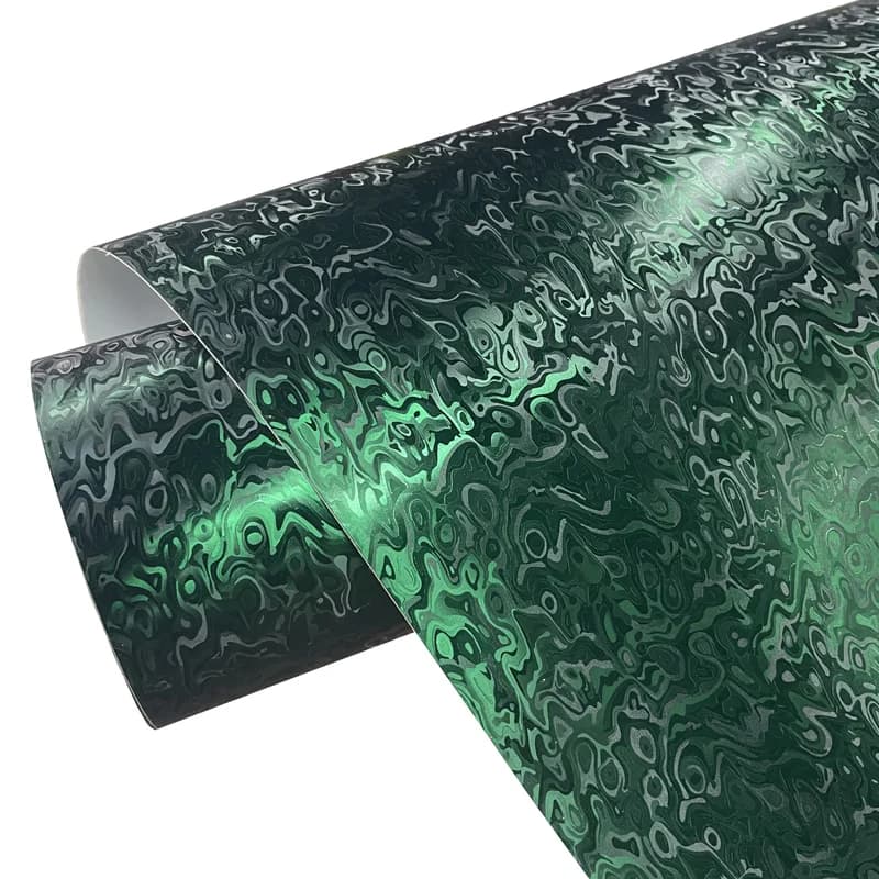 Premium 3D Cosmic Ghost Verde scuro Forgiato Carbonio Vinile Avvolgente Rotolo Autoadesivo Decalcomania Dell'avvolgimento Dell'automobile Foglio di Rilascio Dell'aria