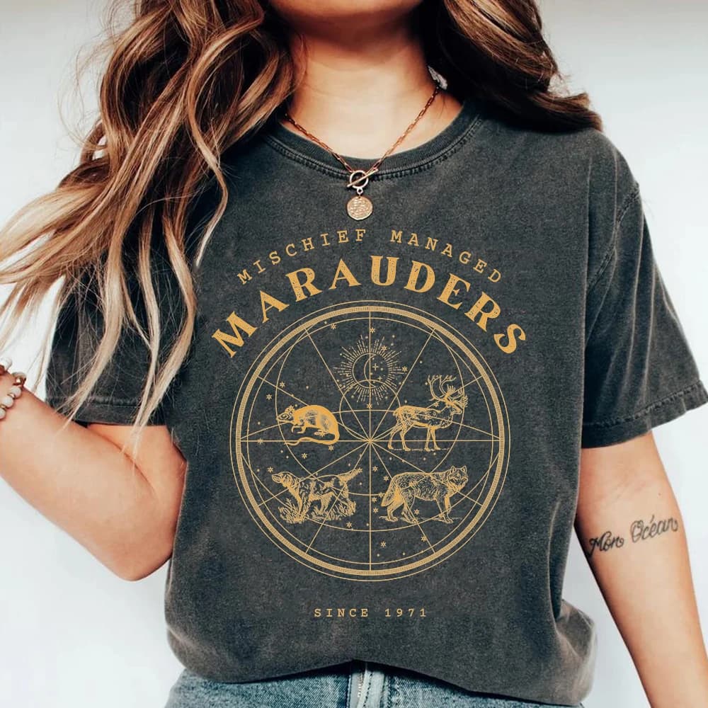 Mischief Manage Shirt The The Marauders Hp Wizarding School T-shirt Fandom Booktok Bookish Merch Wizard Halloween Tops Fans Gift