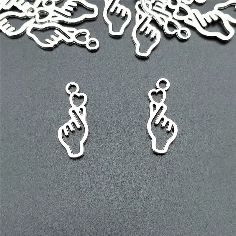 Finger Heart Diy Jewelry Charms Beads Borahae I Purple You Necklace Decorative Pendant Gesture Hanging Ornament Love Kpop Hallyu