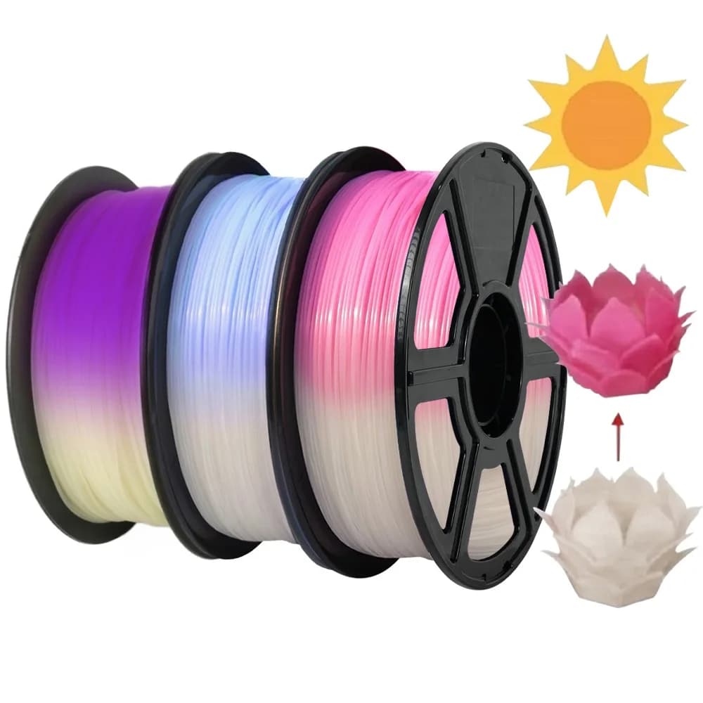 UV Filament for Solar Light Change Color PLA 1.75 mm 1 kg 250 g 3D Printer Filament PLA Plastic Material UV Blue Purple Pink