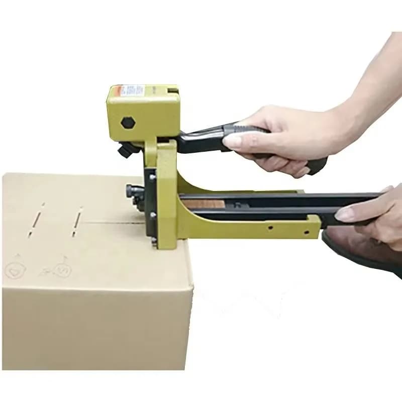 Bella cucitrice manuale per chiodi con chiusura manuale in cartone portatile durevole, graffette per scatole di cartone, cucitrice manuale per cartone